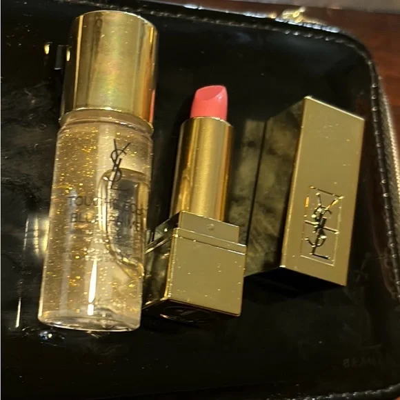 YSL Yves Saint Laurent Travel Zipper Cosmetic Case w/ Primer & Lipstick - New - Picture 7 of 7